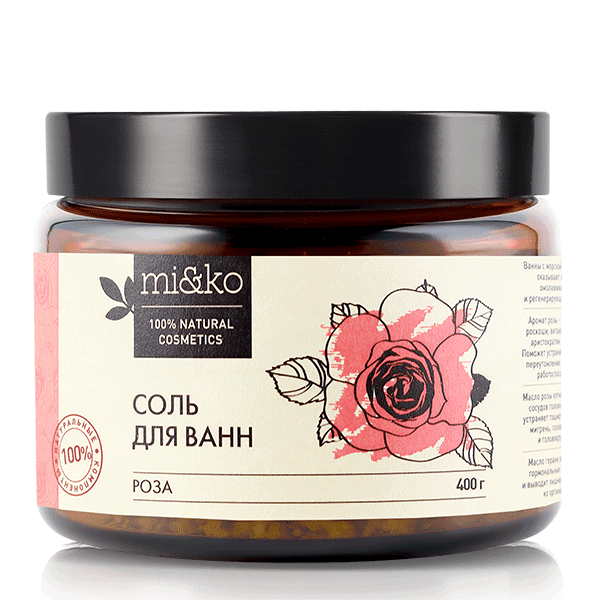 Соль для ванн Роза 400 гр Мико