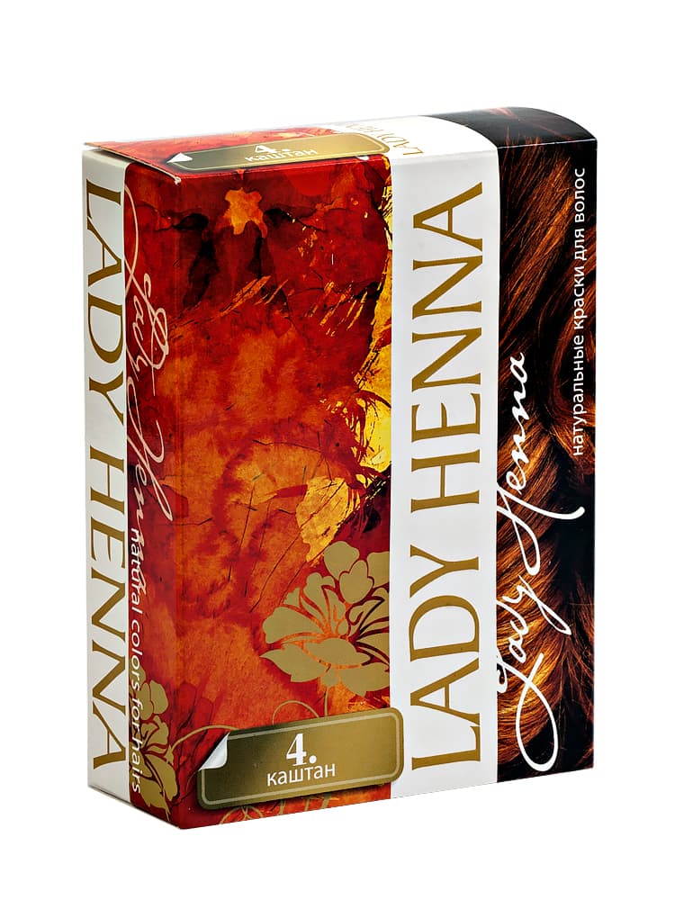 Краска для волос на основе хны Каштан 6 х 10 гр Lady Henna