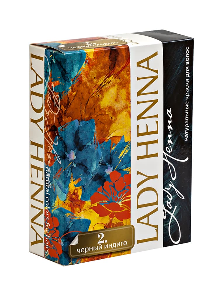 Черный индиго Краска для волос на основе хны 60 гр Lady Henna
