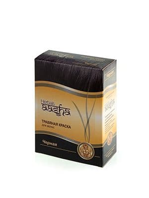 Травяная краска для волос на основе индийской хны ЧЕРНАЯ, Aasha Herbals