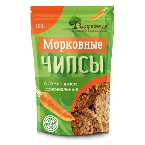 Морковные чипсы с ламинарией оригинальные 100 гр Здороведа