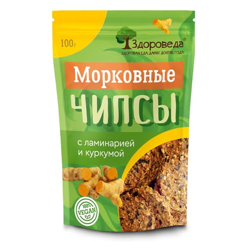 Морковные чипсы с ламинарией и куркумой 100 гр Здороведа