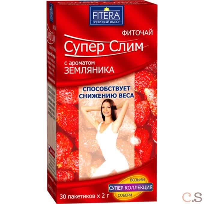 Чай Супер Слим Земляника 30 пакетиков по 2 гр Fitera