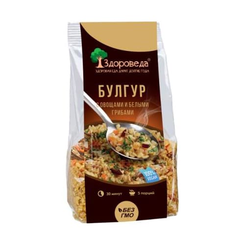 Булгур с белыми грибами и овощами 250 гр Здороведа