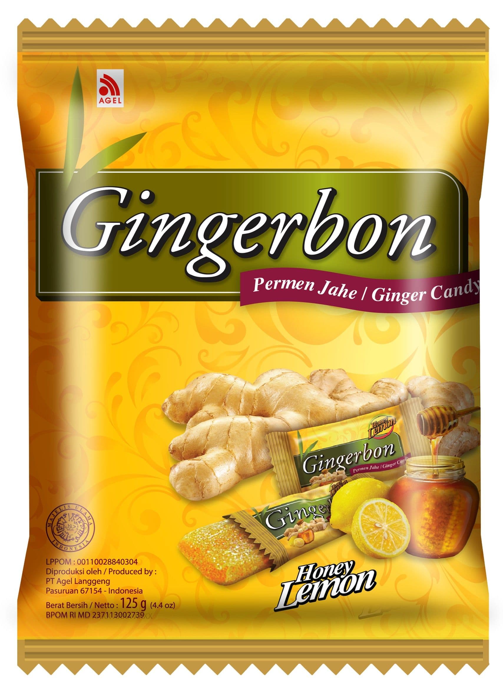 Имбирные конфеты Мед-Лемон Gingerbon Honey-Lemon candy 20шт х 125гр